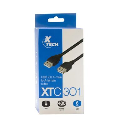 Cable USB 2.0 Macho A Hembra, 1.8 Metros, XTC-301 Xtech