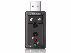 Tarjeta de Sonido Externa USB a Estéreo 3.5mm Auriculares, Micrófono y Altavoce 7.1